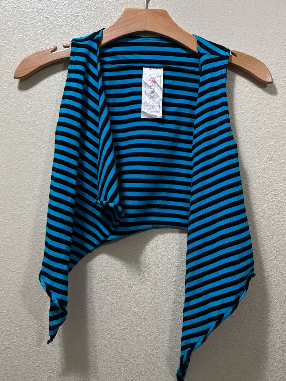Knitworks Blue and Black Striped Open-Front Cropped shrug
